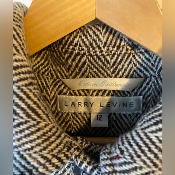 Larry Levine Dress Coat Size 12 Wool Blend Herringbone Tweed Jacket - Picture 4 of 8